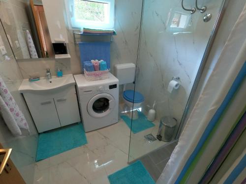 坎法奈尔Spignoviza的一间带洗衣机和淋浴的浴室