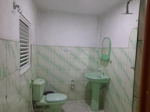 努沃勒埃利耶Kingfern的浴室配有绿色卫生间和水槽。