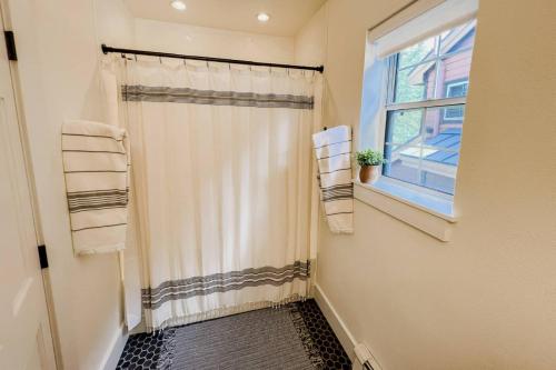 特柳赖德Northstar 13的带淋浴帘和窗户的浴室