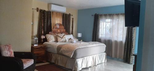 拉纳韦贝Hill view Vacational Rental的一间卧室设有一张大床和一个窗户。