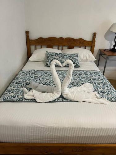 托尔图格罗Casa Artavia的床上的两条心形毛巾