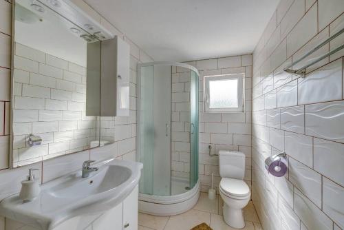 布里尼Apartments by the sea Savar, Dugi otok - 8128的一间带水槽、淋浴和卫生间的浴室