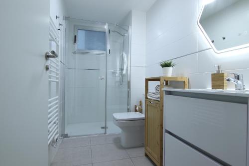 维戈Apartamento Mar de Ardora的浴室配有卫生间、盥洗盆和淋浴。