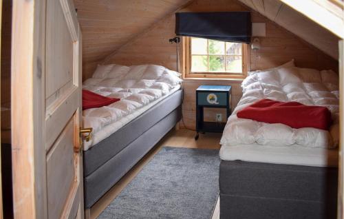 尤坎Nice Home In Rjukan With Wifi的小型客房 - 带2张床和窗户