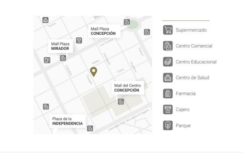 康塞普西翁Departamento en el centro de concepción, 2 dorm.的 ⁇ 的 ⁇ 公司地图