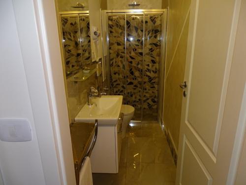 奥拉迪亚Water Lily Apartment Studio 2 free parking- self check-in的浴室配有卫生间、盥洗盆和淋浴。