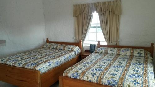 科罗萨尔Las Palmas Hotel的卧室内两张并排的床