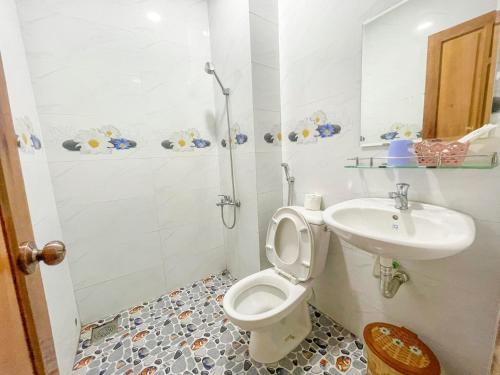 Liên Trì (4)Khách sạn Triều Dâng的一间带卫生间和水槽的浴室