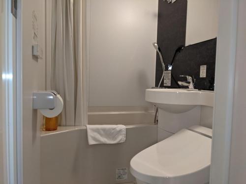藤枝Fujieda Ogawa Hotel - Vacation STAY 29634v的一间带卫生间和水槽的小浴室