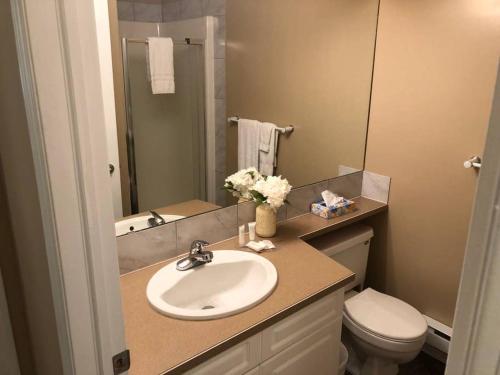 莱斯布里奇Paradise Canyon Golf Resort, Luxury Condo M407的一间带水槽、卫生间和镜子的浴室