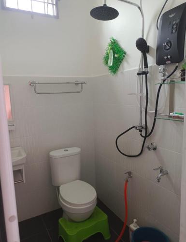 马兰Hana Homestay Kolam Terengganu的一间带卫生间和淋浴的小浴室