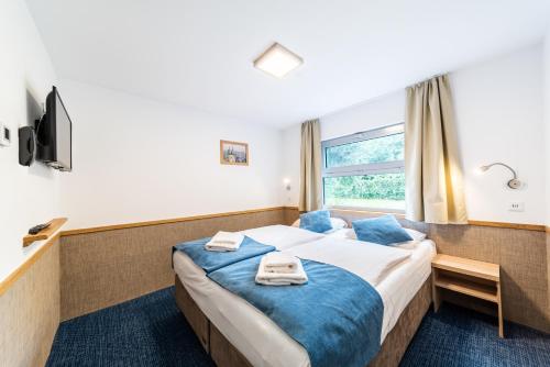布拉格博特尔酒店的酒店客房设有床和窗户。