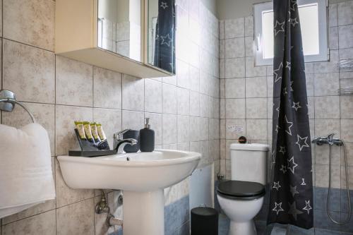 斯卡拉Sea View Villas的一间带水槽和卫生间的浴室