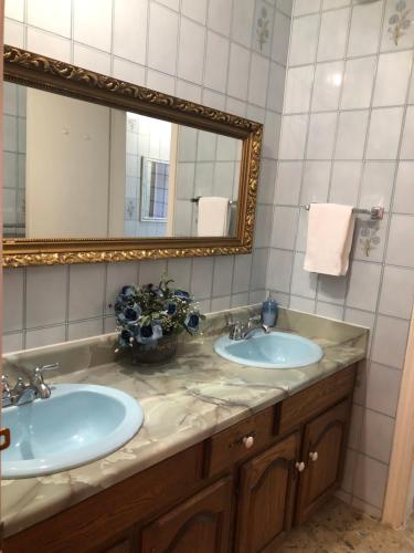 伯灵顿Grand Villa Estate的浴室设有2个水槽和镜子