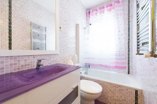 马德里瓦勒拉公寓的一间带紫色水槽和卫生间的浴室