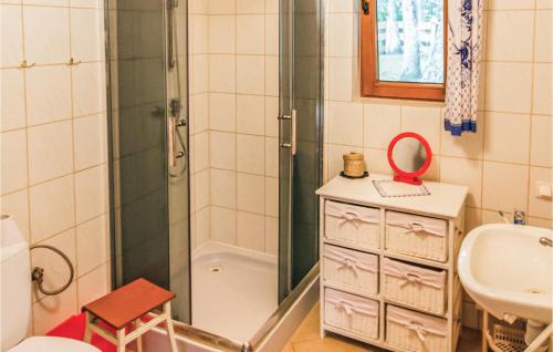 Olsztyn - Siła2 Bedroom Lovely Home In Gietrzwald的带淋浴和盥洗盆的浴室