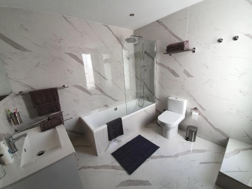 斯利马Seven的浴室配有卫生间、淋浴和盥洗盆。