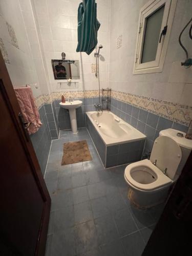 沙姆沙伊赫Morning Star Guesthouse的浴室配有卫生间、浴缸和水槽。