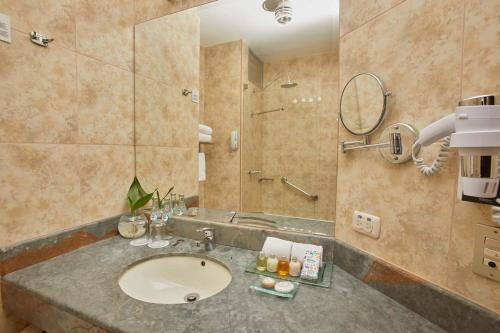 普诺普诺尊贵卡萨安迪娜酒店的一间带水槽和淋浴的浴室