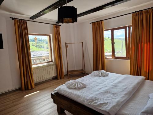 布泽乌河畔恩托尔苏拉Complex Dealu' Frumos的一间卧室设有一张床和一个大窗户