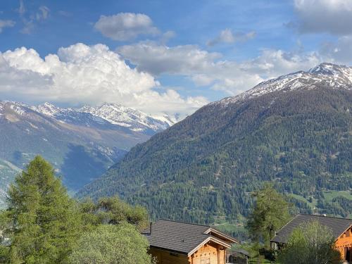 HérémenceAiguilles Rouges - Tête Blanche - Thermes de la Dixence的享有山脉和雪覆盖山脉的美景