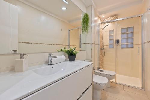 格拉纳达Luxury Apartment City Centre的浴室配有白色水槽和卫生间。