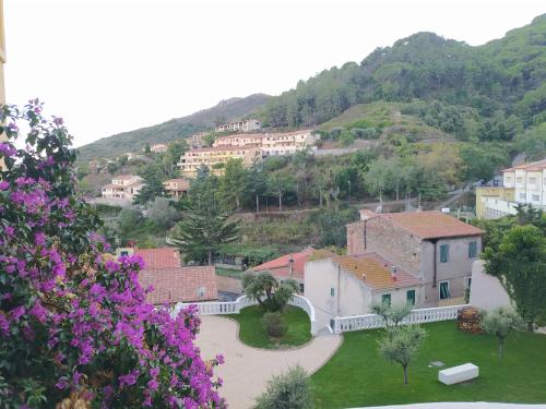 里奥内莱尔巴Casa Alice的山丘上的一个村庄,花紫色