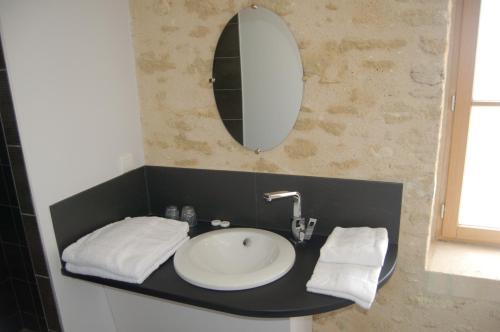 Louresse-RochemenierRocaminori Hôtel的一间带水槽和镜子的浴室
