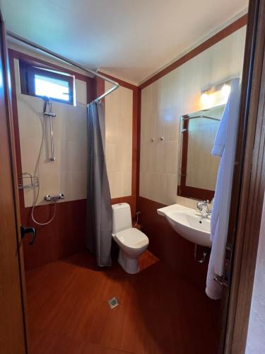 索非亚007酒店的一间带卫生间和水槽的浴室