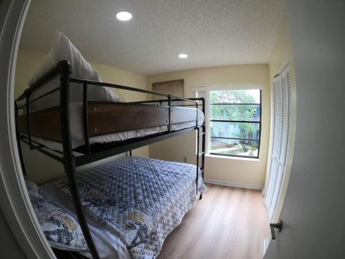 奥兰多3648 Orlando Vacational Apartment的一间卧室设有两张双层床和一扇窗户。