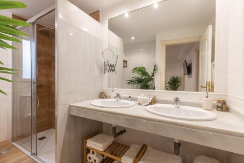 格拉纳达El Almirez的一间带两个盥洗盆和淋浴的浴室