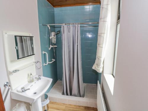 朗德斯通Sea Watch House的带淋浴和盥洗盆的浴室