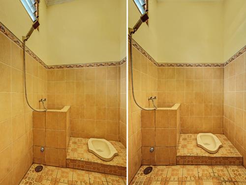 三宝垄OYO Life 91677 Hotel Citra Dewi 3的浴室两张图片,带两个卫生间