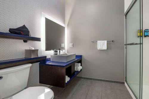 列克星敦GLō Best Western Lexington的浴室配有卫生间、盥洗盆和淋浴。