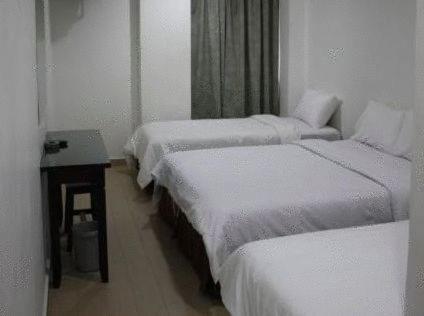 瓦卡夫车叶王朝酒店 - 瓦卡车叶的一张桌子的房间里一排三张床