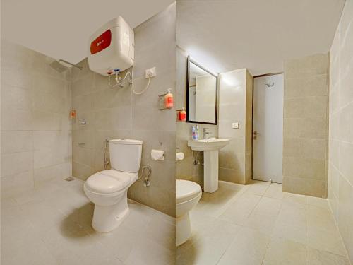 卡兰古特Hotel Plaza Inn by Rio的一间带卫生间和水槽的浴室