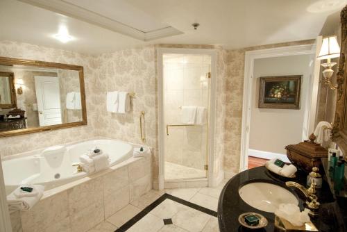 查尔斯顿市场廷苑酒店的带浴缸、水槽和淋浴的浴室