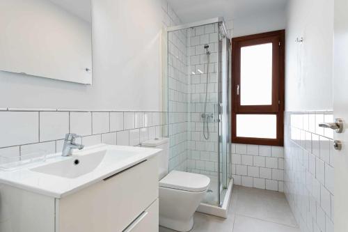 大加那利岛拉斯帕尔马斯Vegueta Luxury Apartments的白色的浴室设有水槽和卫生间。