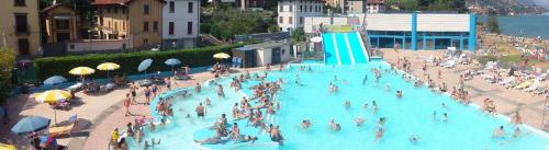 CastroCasa Paradise的一群人,在一座大型游泳池里