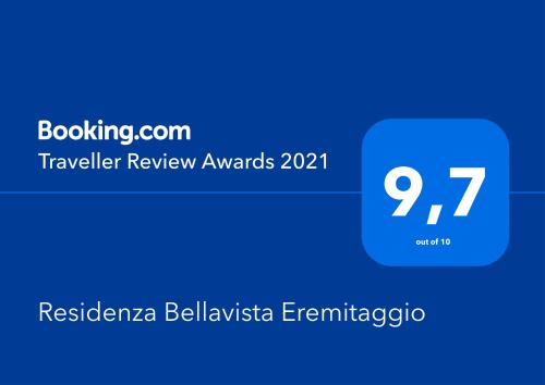 托里德尔贝纳科Residenza Bellavista Eremitaggio的带有文本旅行审查奖的蓝色框