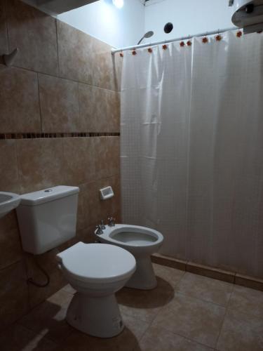 戈亚Departamento Satí的一间带卫生间和淋浴的浴室