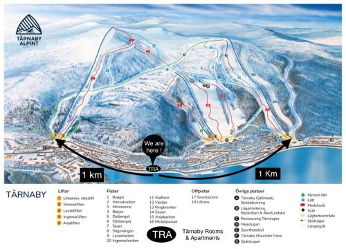 塔那比塔纳比客房及公寓的山地滑雪胜地地图