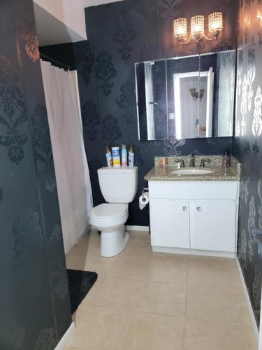 格伦代尔Orangewood & 51Ave Homestay - Not a Hotel的一间带卫生间和水槽的浴室