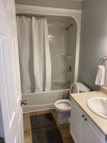 金斯顿Nice Rooms Stay - Unit 2的带淋浴、卫生间和盥洗盆的浴室
