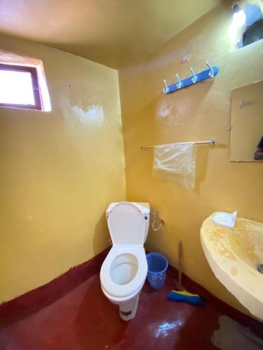阿伊特本哈杜auberge restau tombouctou的一间带卫生间和水槽的浴室