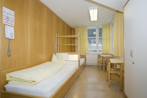因斯布鲁克因斯布鲁克科平豪斯旅舍的小房间设有一张床和一张桌子