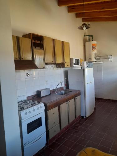 波特雷里约斯Bella Vista的厨房配有炉灶、水槽和冰箱。