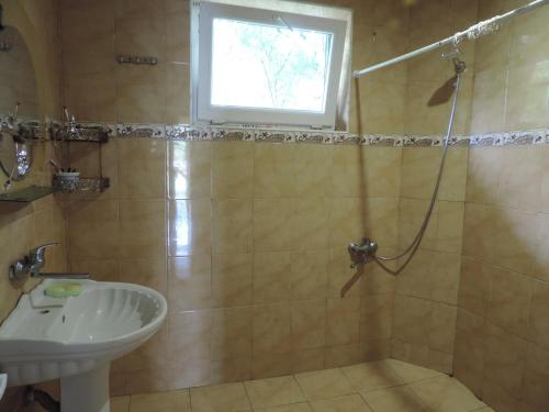 科布列季LUKA的带淋浴和盥洗盆的浴室