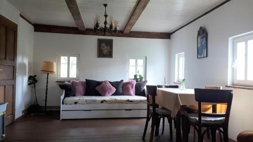 德辛Chata Chlumík的客厅配有沙发和桌子
