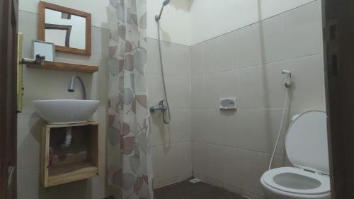 TjolomaduChoko Homestay的一间带卫生间和水槽的浴室
